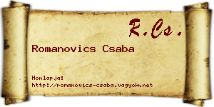 Romanovics Csaba névjegykártya